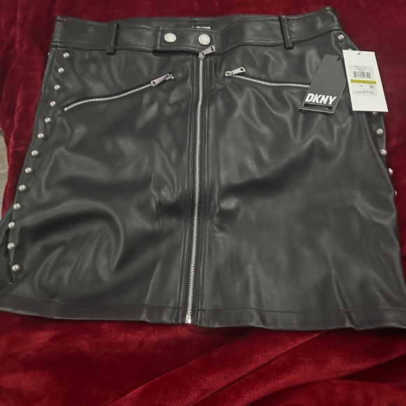DKNY Women's Studded Faux-Leather Mini Skirt - Picture 2 of 6